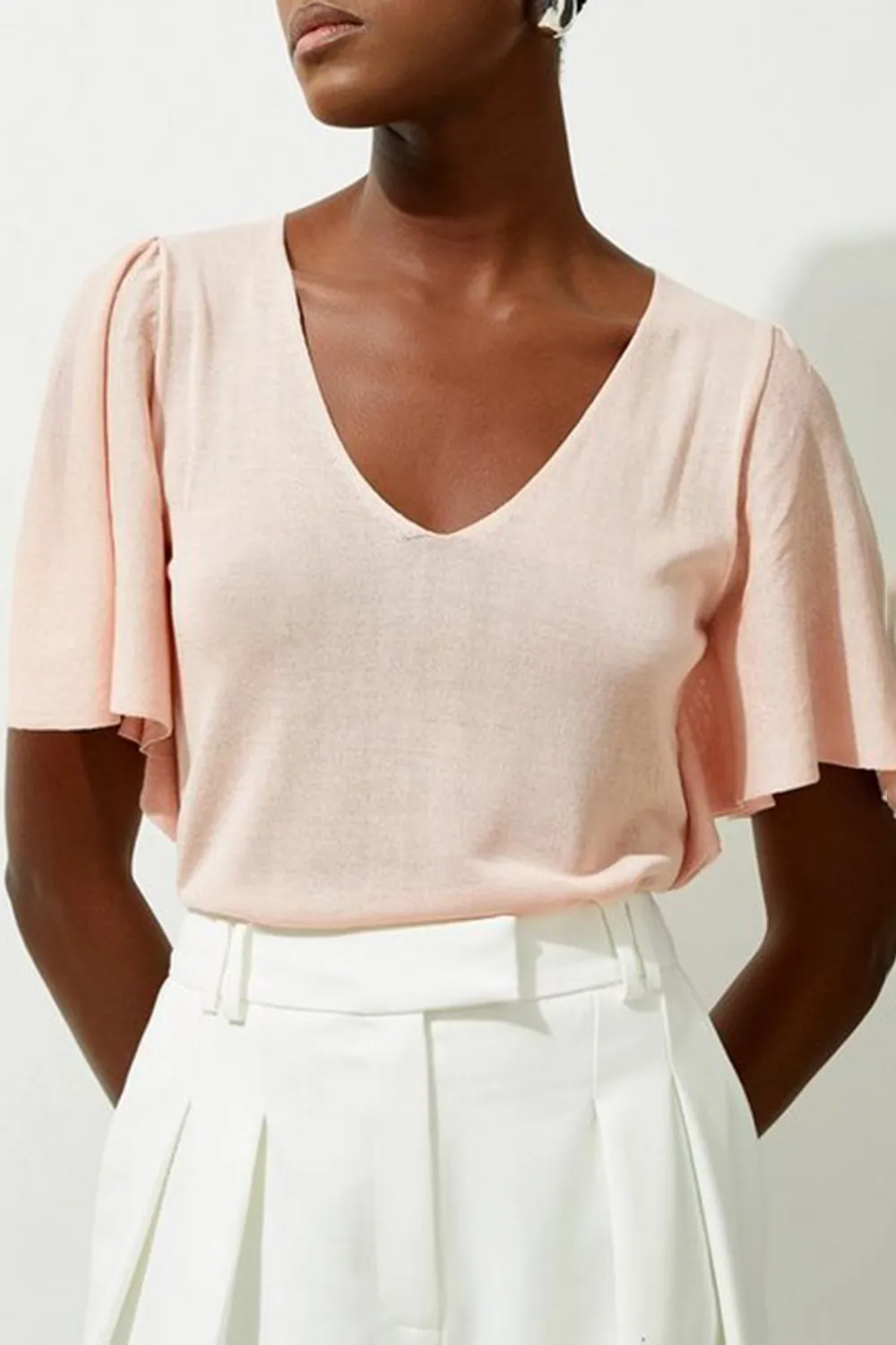 Lightweight Viscose Blend Summer Knit Angel Sleeve Top