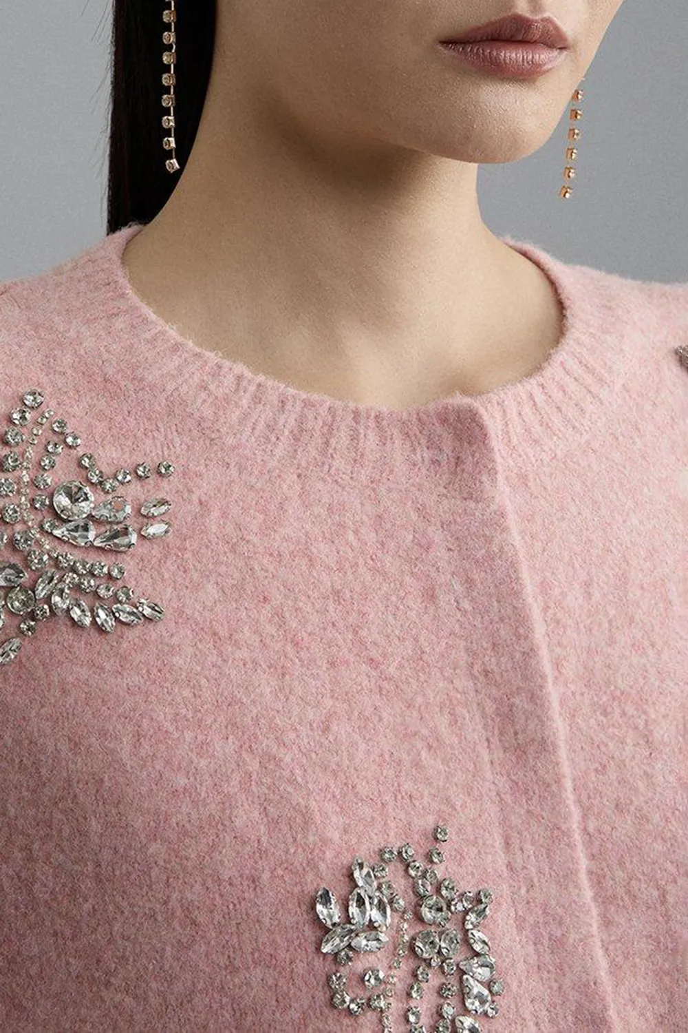 Wool Blend Embellished Cosy Knit Cardigan