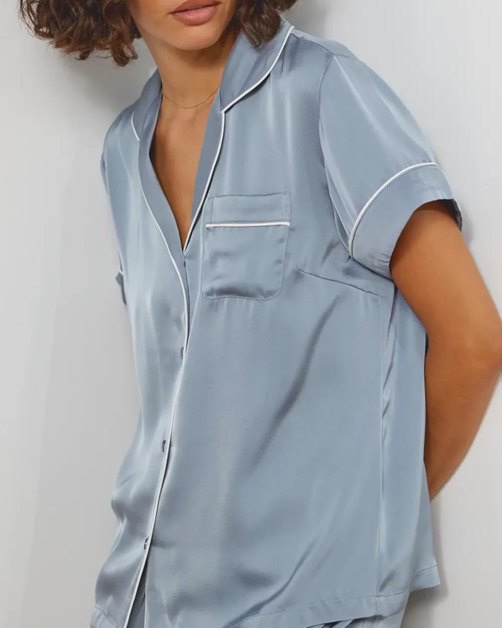 Short Satin Shirt PJ Set
