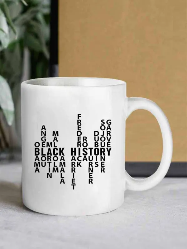 Black Historical Letter Printed Double-Sided Mug