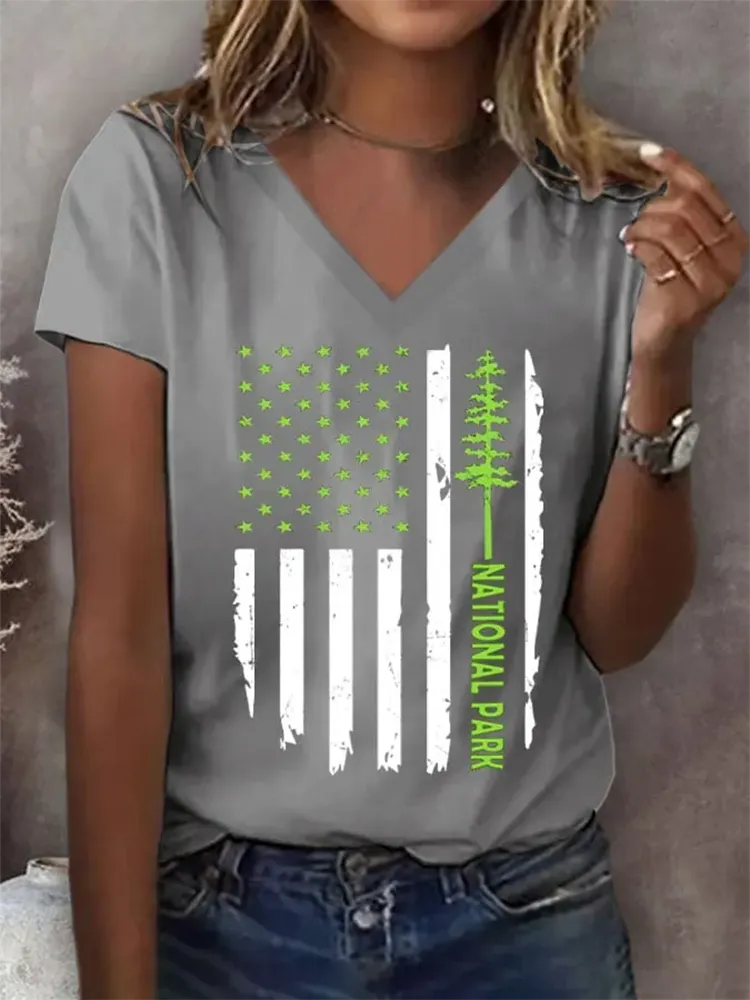 Women'S National Park Print V-Neck T-Shirt