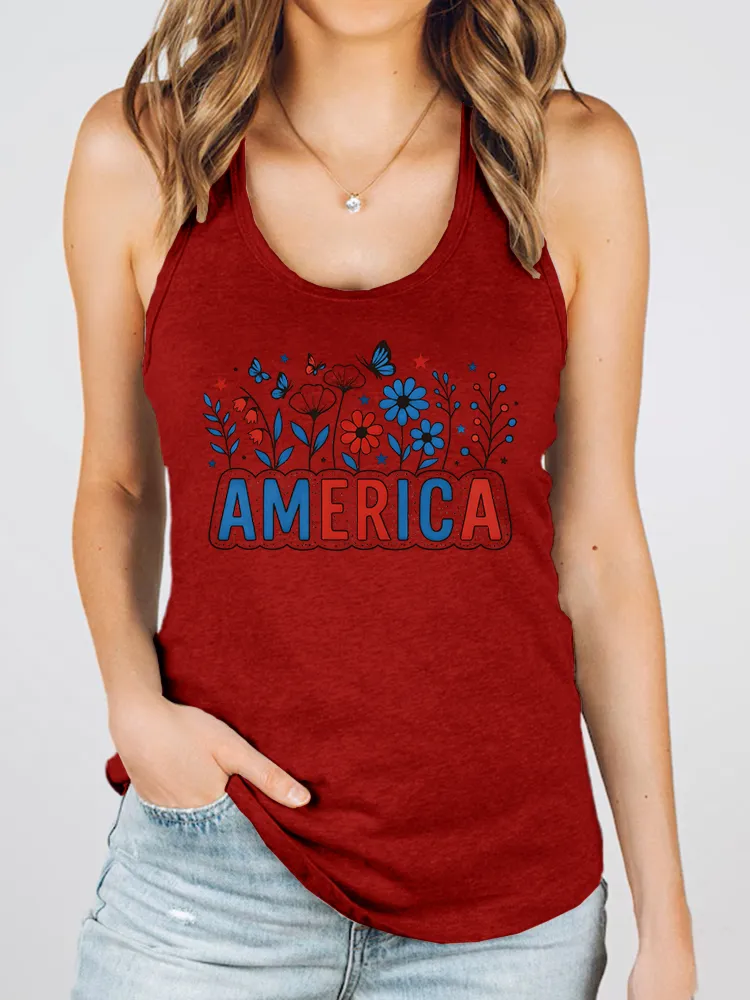 Women'S America Round-Necked Sleeveless Vest