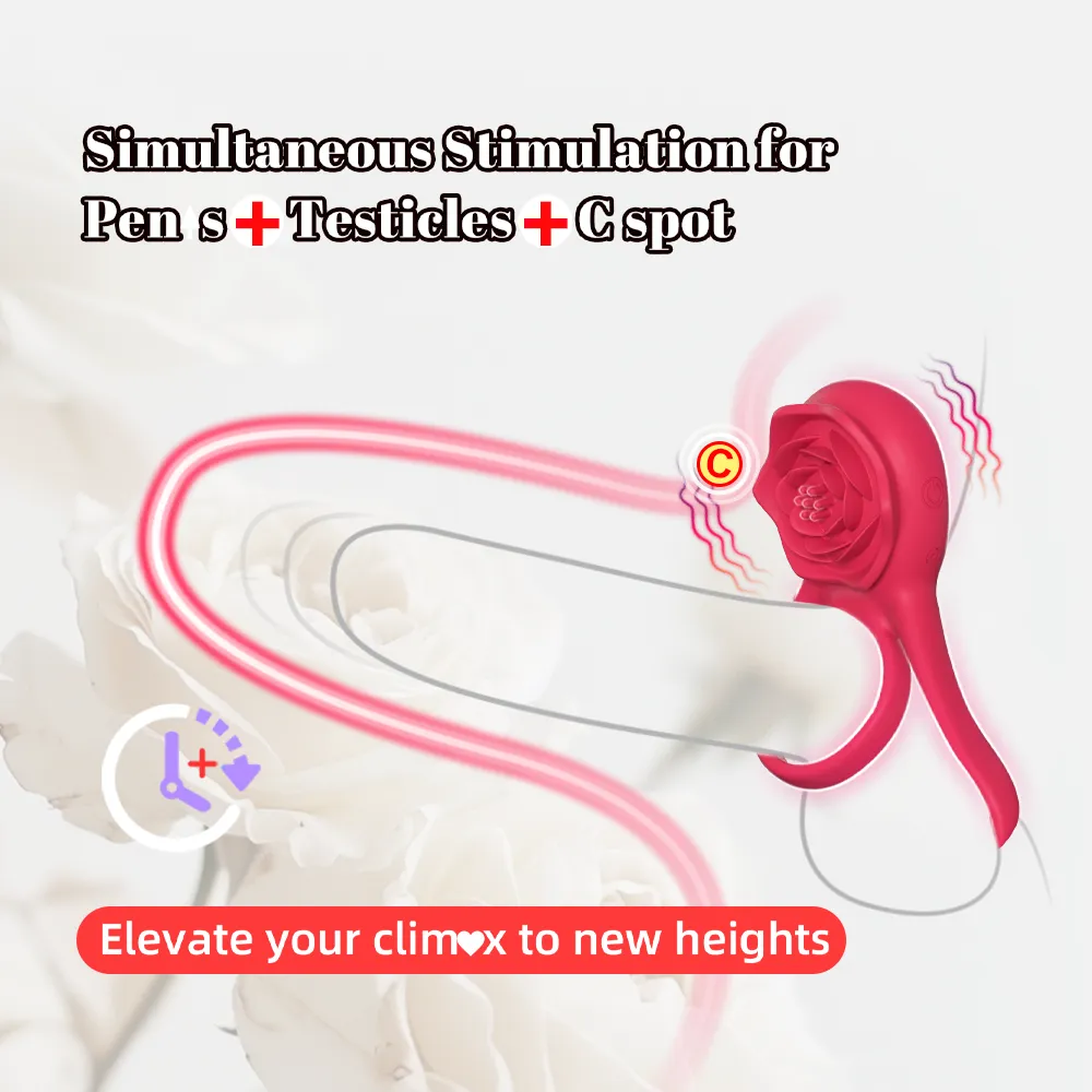 Vibrating Cock Ring with Rose Clitoral Stimulator
