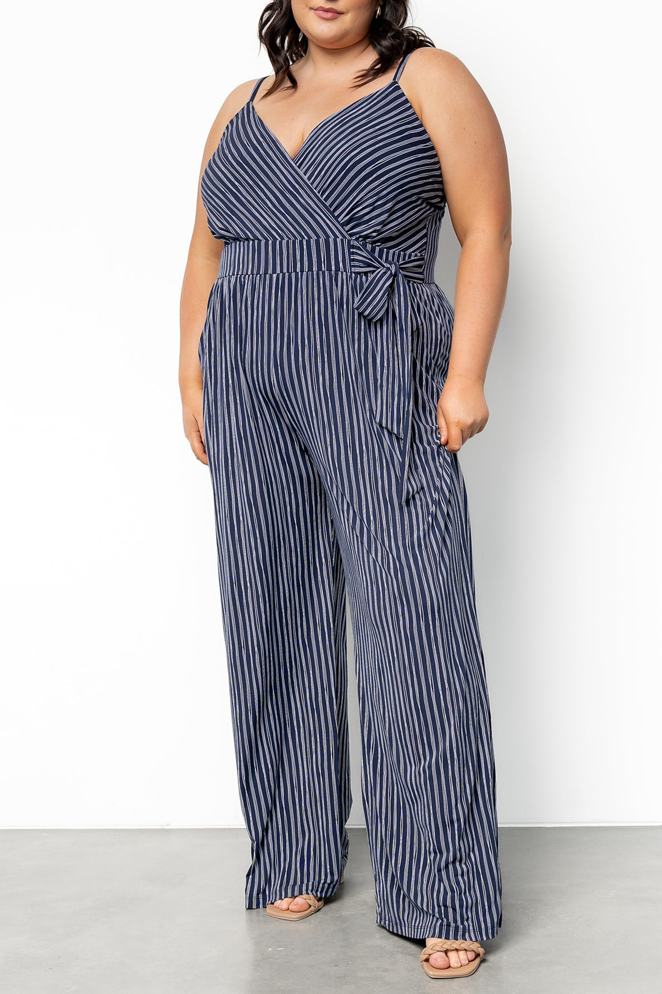 Classic Versatile Casual Breathable Navy Stripe Jumpsuit