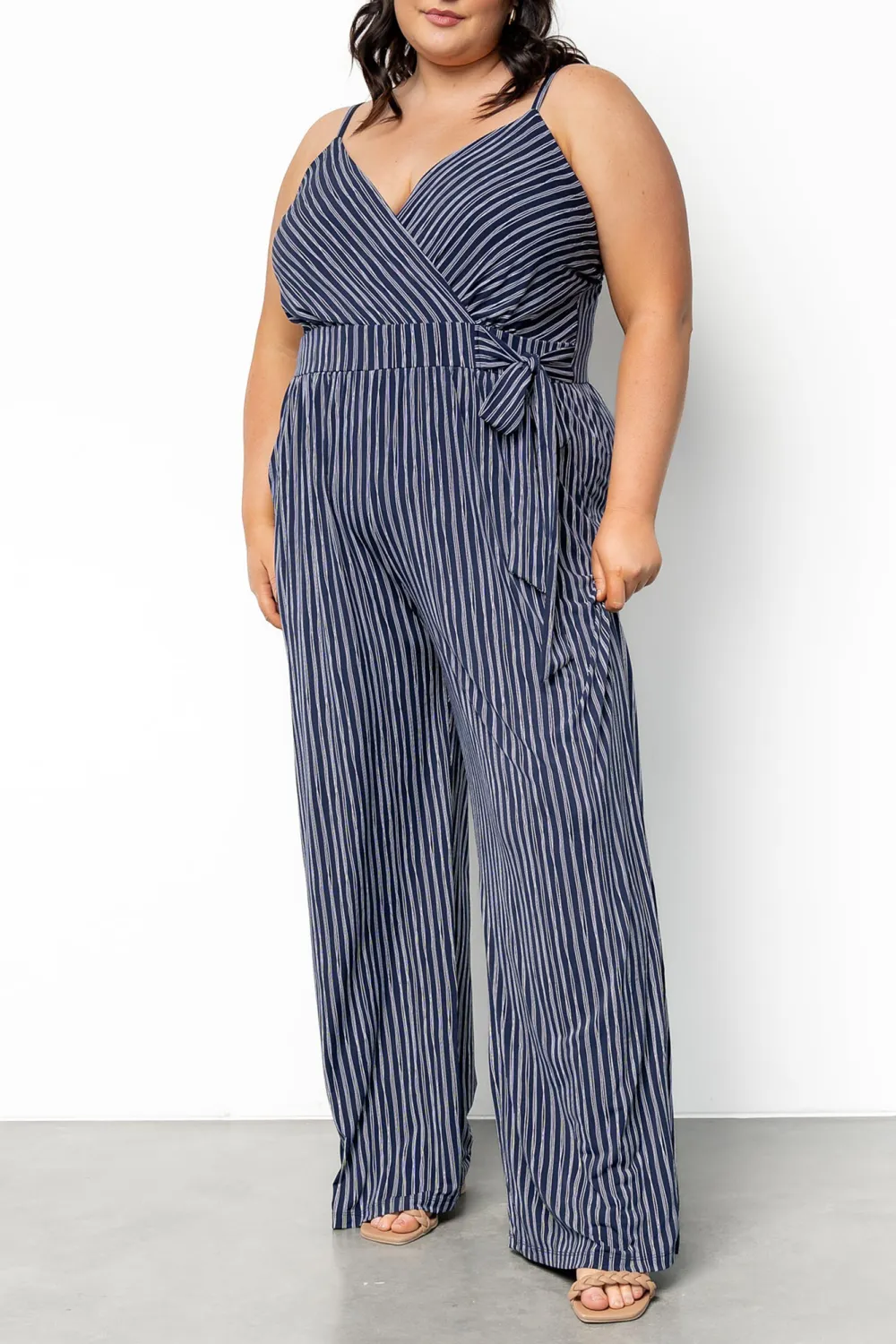 Classic Versatile Casual Breathable Navy Stripe Jumpsuit