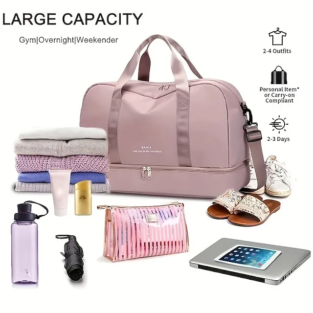 Women's Handbag Tote Gym Bag Fluffy Bag Oxford Cloth Outdoor Daily Zipper Large Capacity Solid Color Black Pink Dark Pink