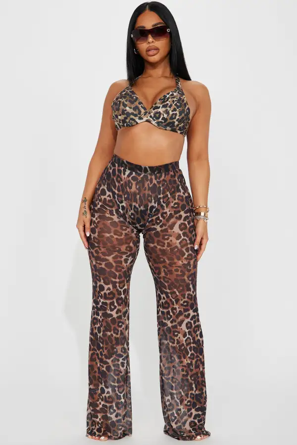 Sunshine See Through Cover Up Pant - Leopard