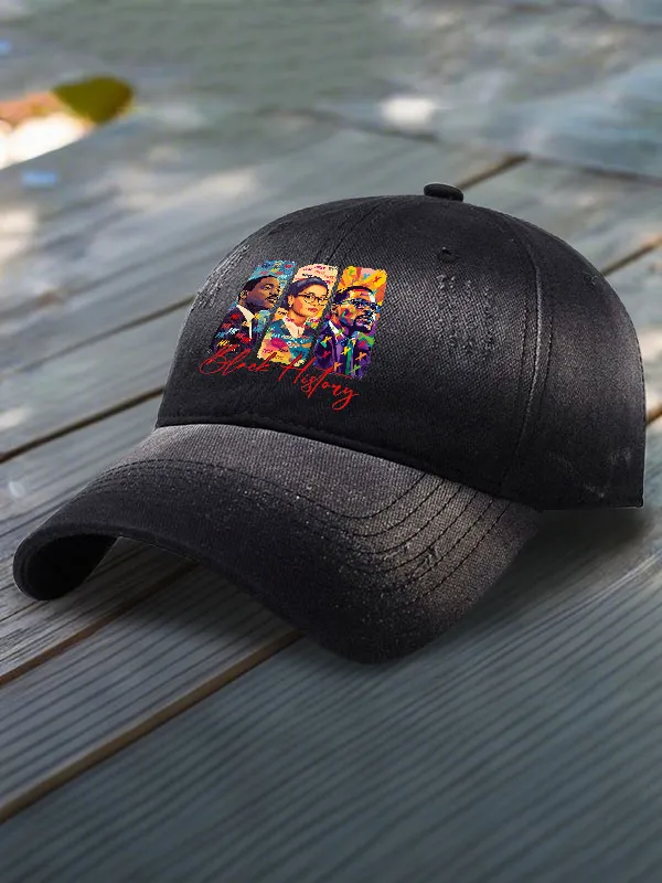 Black Historical Pattern Printed Baseball Cap June Festival Gift