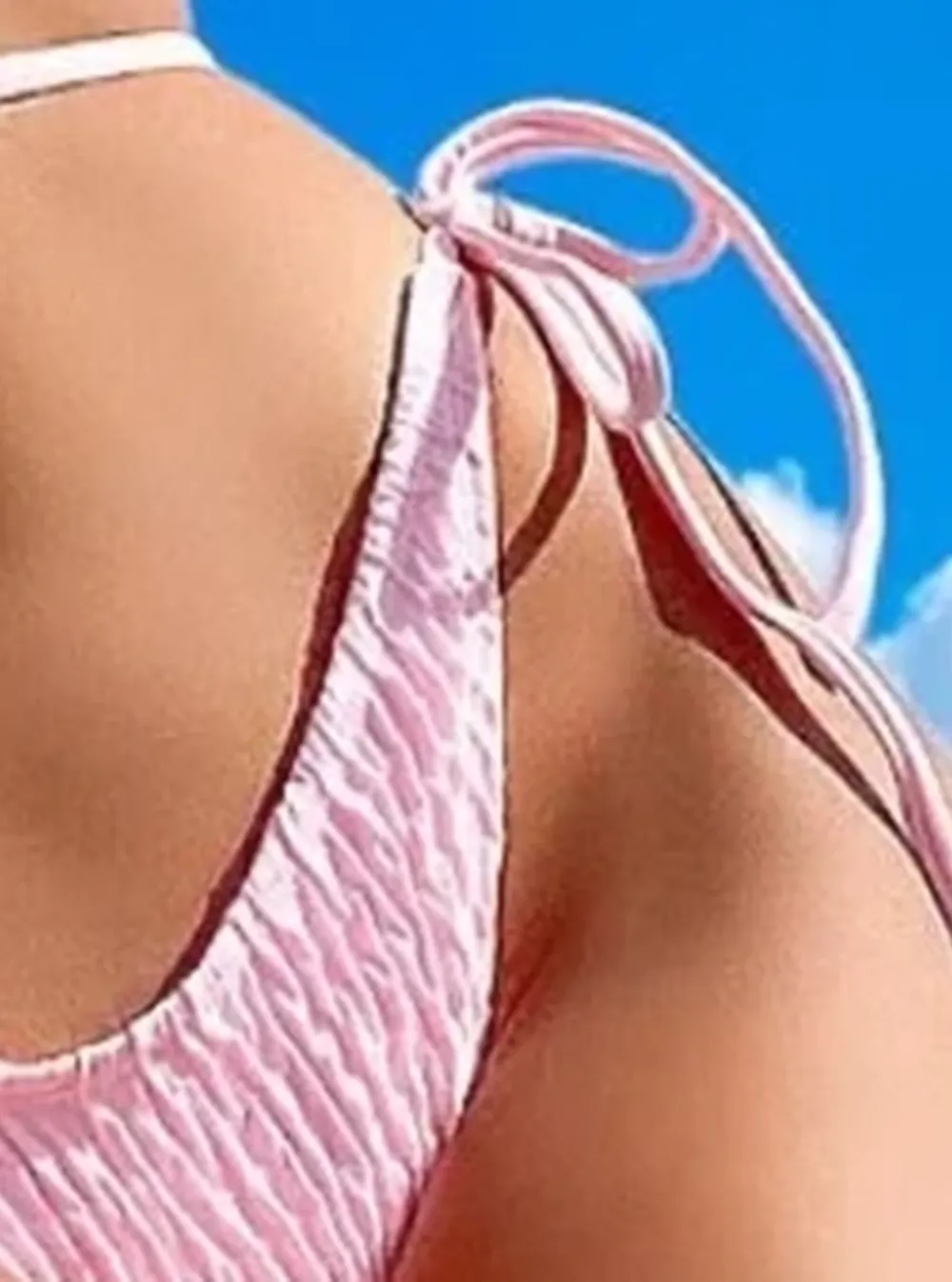 Rhinestone Ruched Pink One-piece Bikini