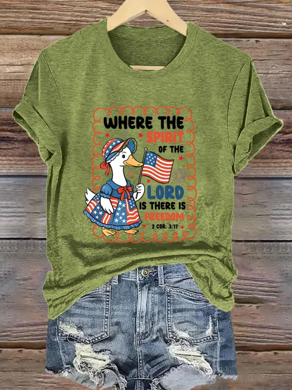 Woman'S Where The Spirit Of The Lord Is There Is Freedom Crew Neck Short Sleeve T-Shirt