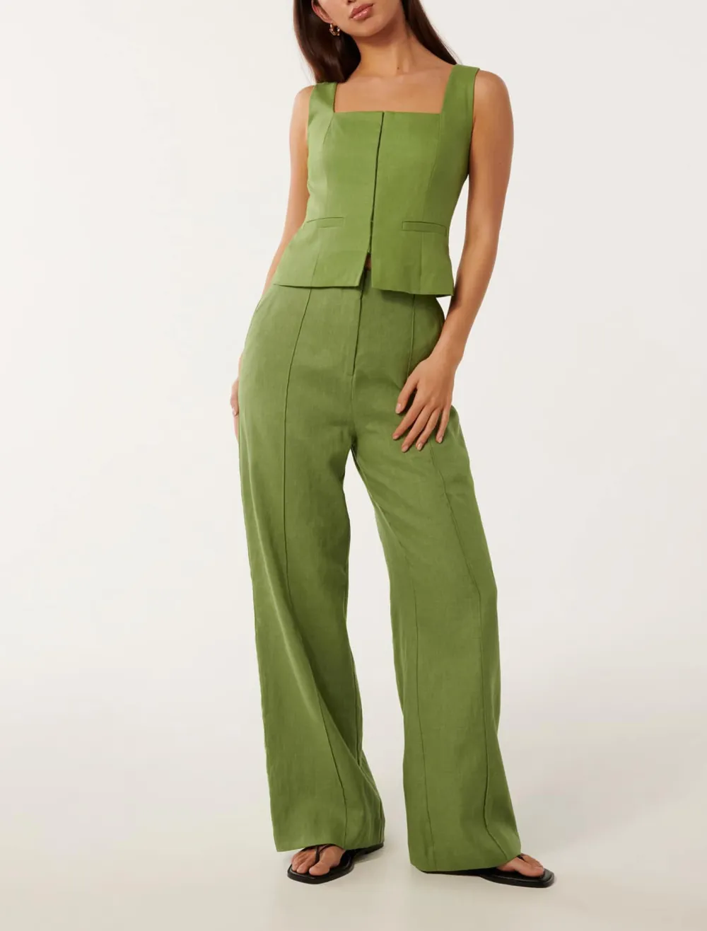 Linen Wide-Leg Pants