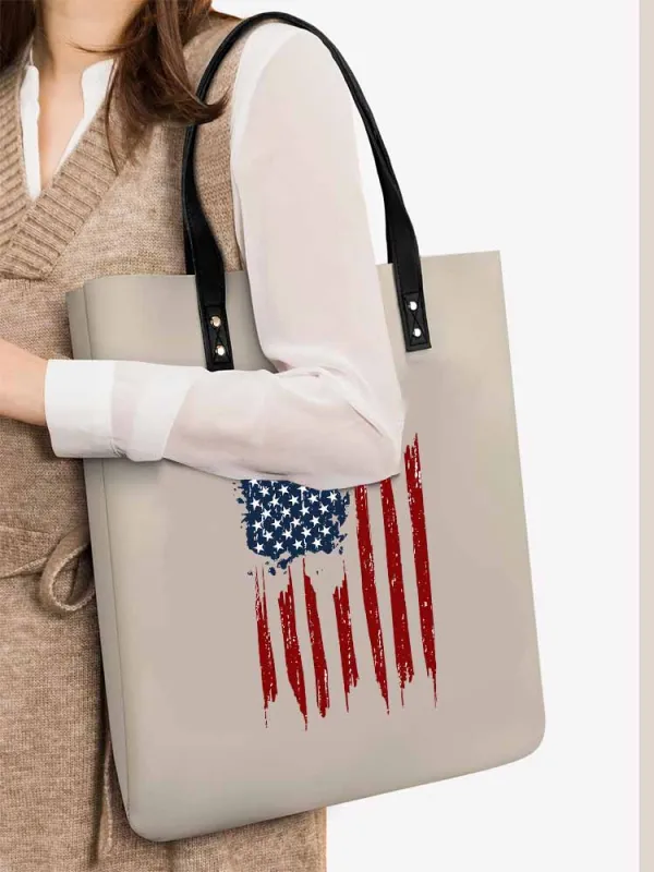 Leather Handbag With National Flag Prints