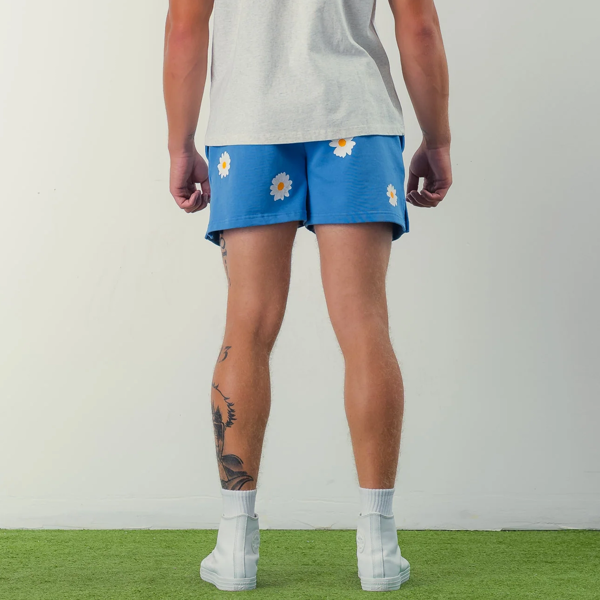 COTTON SHORTS (MID THIGH CUT) DAISY - BLUE