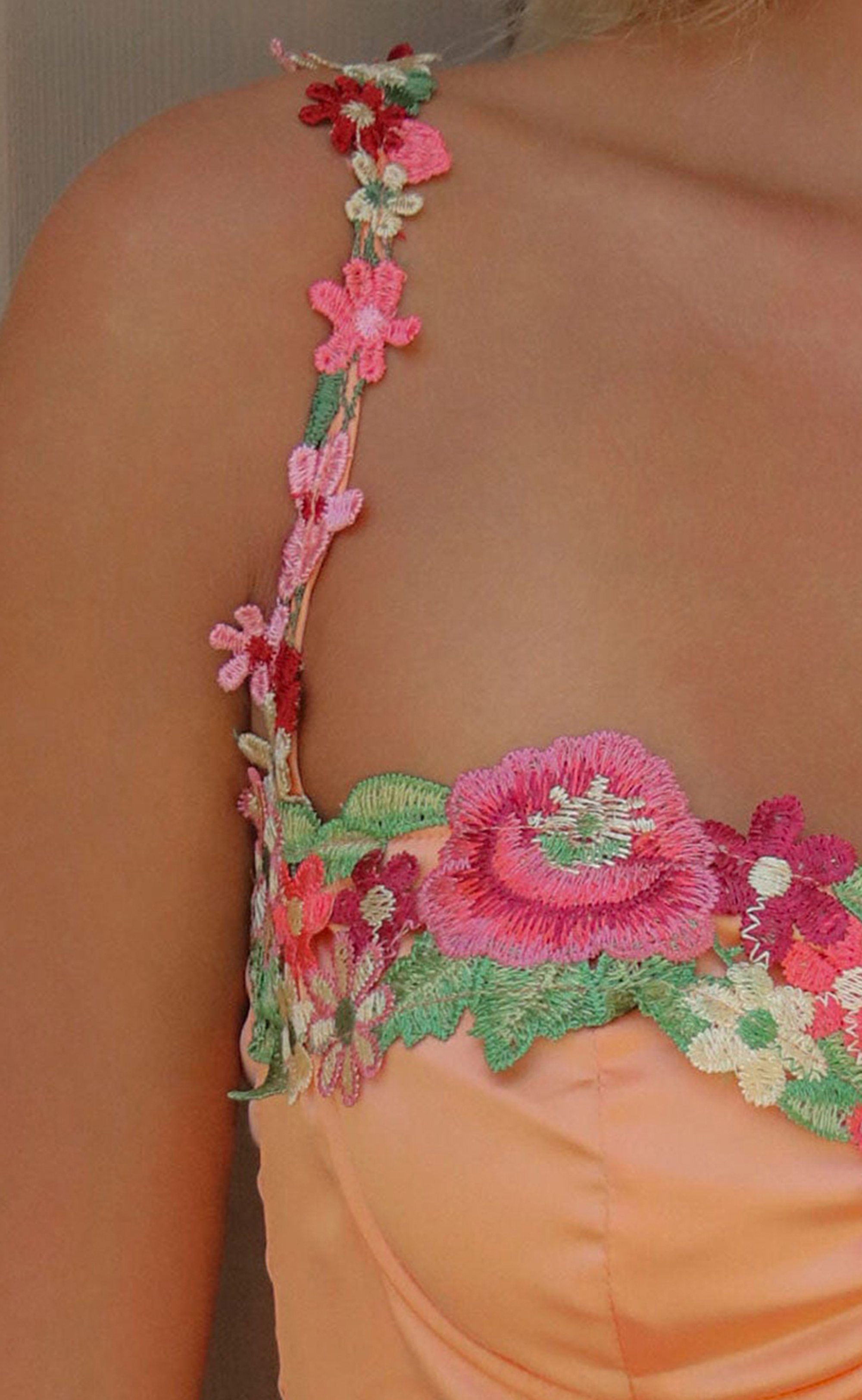 Floral Embellished Strappy Mini Dress