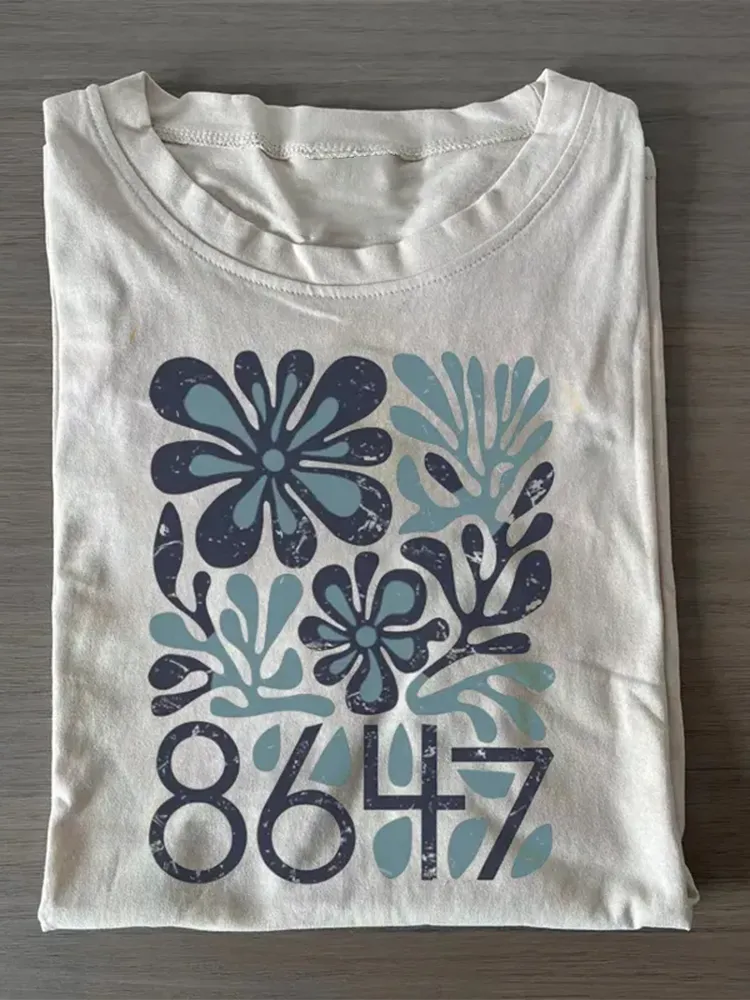 Vintage Retro 8647 Subtle Anti Trump 86 47 Floral Boho Style T-Shirt