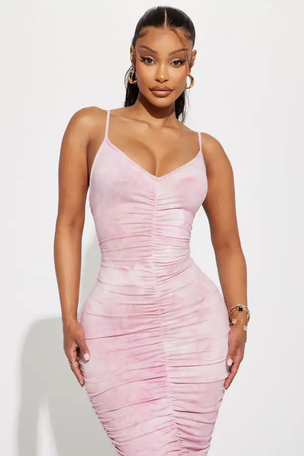 Priscilla Tie Dye Maxi Dress - Pink/combo