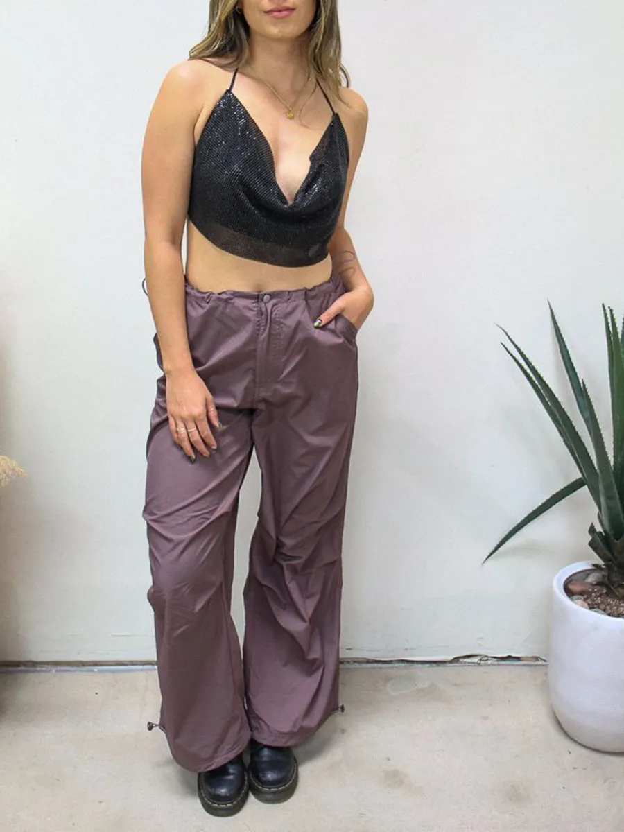 Causal Low Rise Parachute Pants