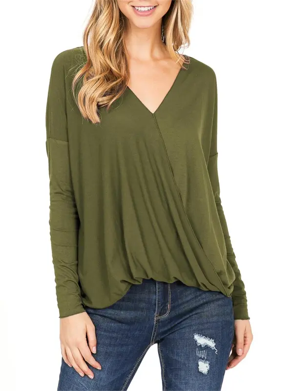 Forest Green Surplice - Style Blouse