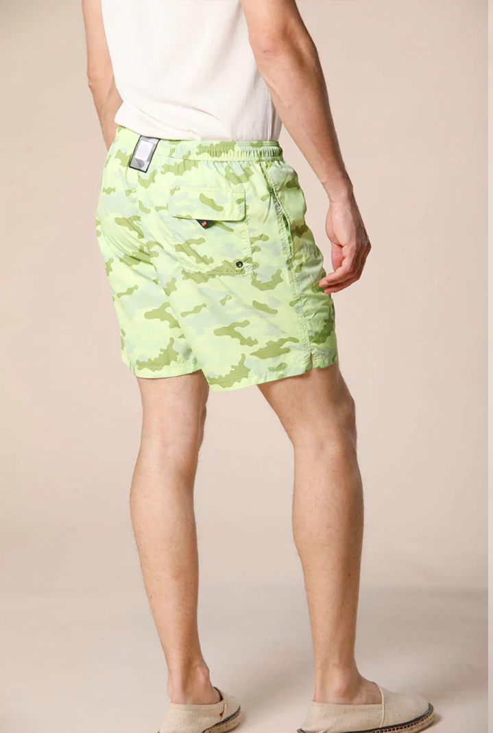Men's Polyester Fluo Yellow Camouflage Regular Fit Swimsuit