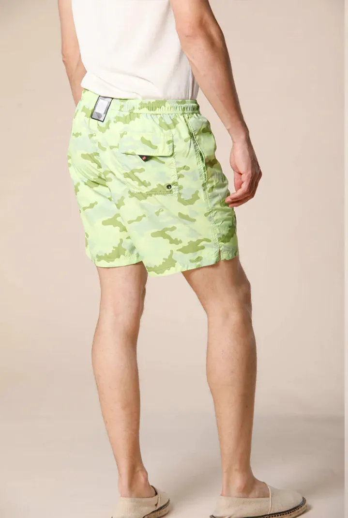 Men's Polyester Fluo Yellow Camouflage Regular Fit Swimsuit