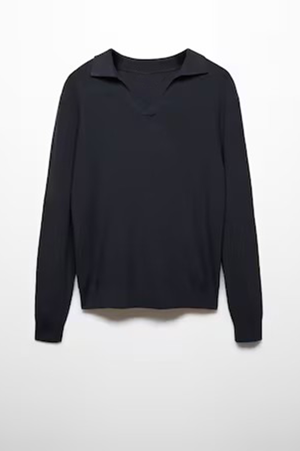 Ribbed Knit Polo Shirt
