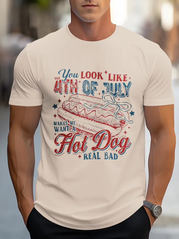Man'S You Look Like 4Th Of July Round-Neck Short-Sleeved T-Shirt