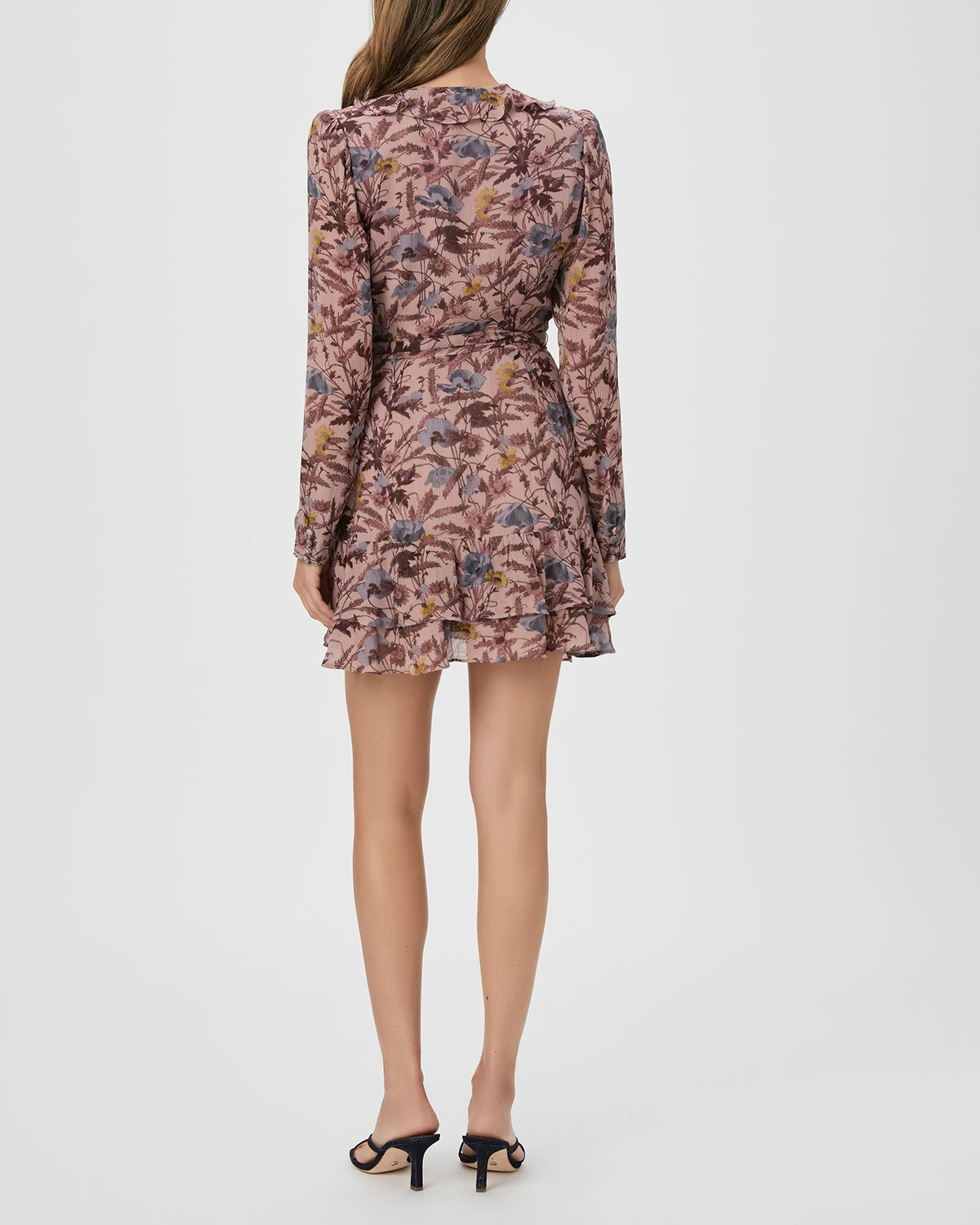 Dark Primrose Multi Silk Floral Print Wrap Mini Dress