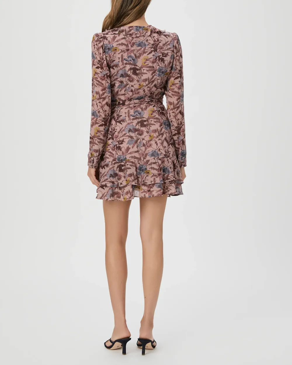 Dark Primrose Multi Silk Floral Print Wrap Mini Dress