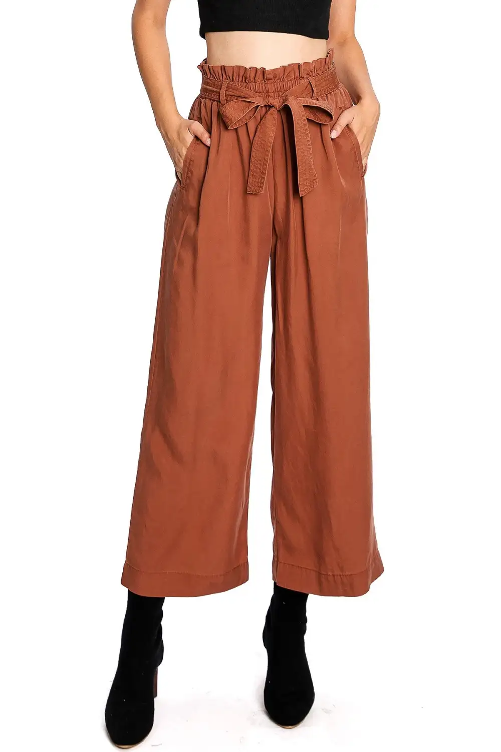 Light Blue High - Rise Drawstring Culottes