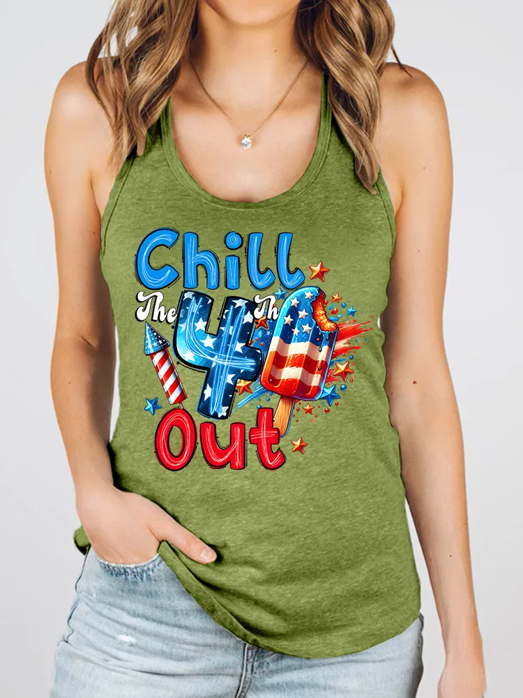 Women'S Chill The 4Th Out Round-Necked Sleeveless Vest