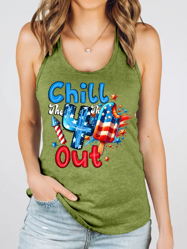 Women'S Chill The 4Th Out Round-Necked Sleeveless Vest