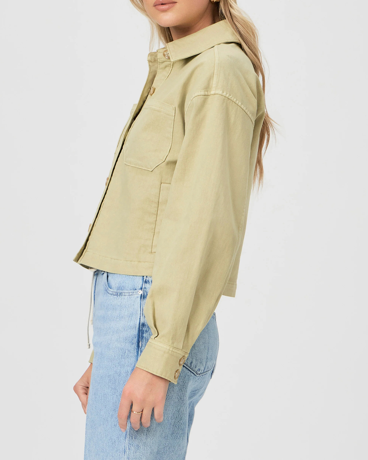 Vintage Pale Olive Inspired Cropped Shacket