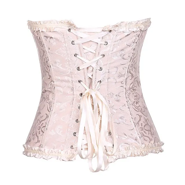 Corset Women's Corsets Trachtenmieder Christmas Halloween Wedding Party Birthday Party Plus Size Black White Wine Country Bavarian Overbust Corset Hook & Eye Lace Up Tummy Control Push Up Jacquard