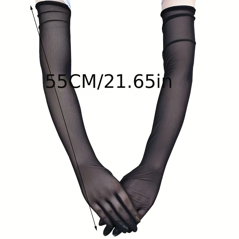 High Elasticity Fashionable Breathable Semi-Transparent Long Gloves