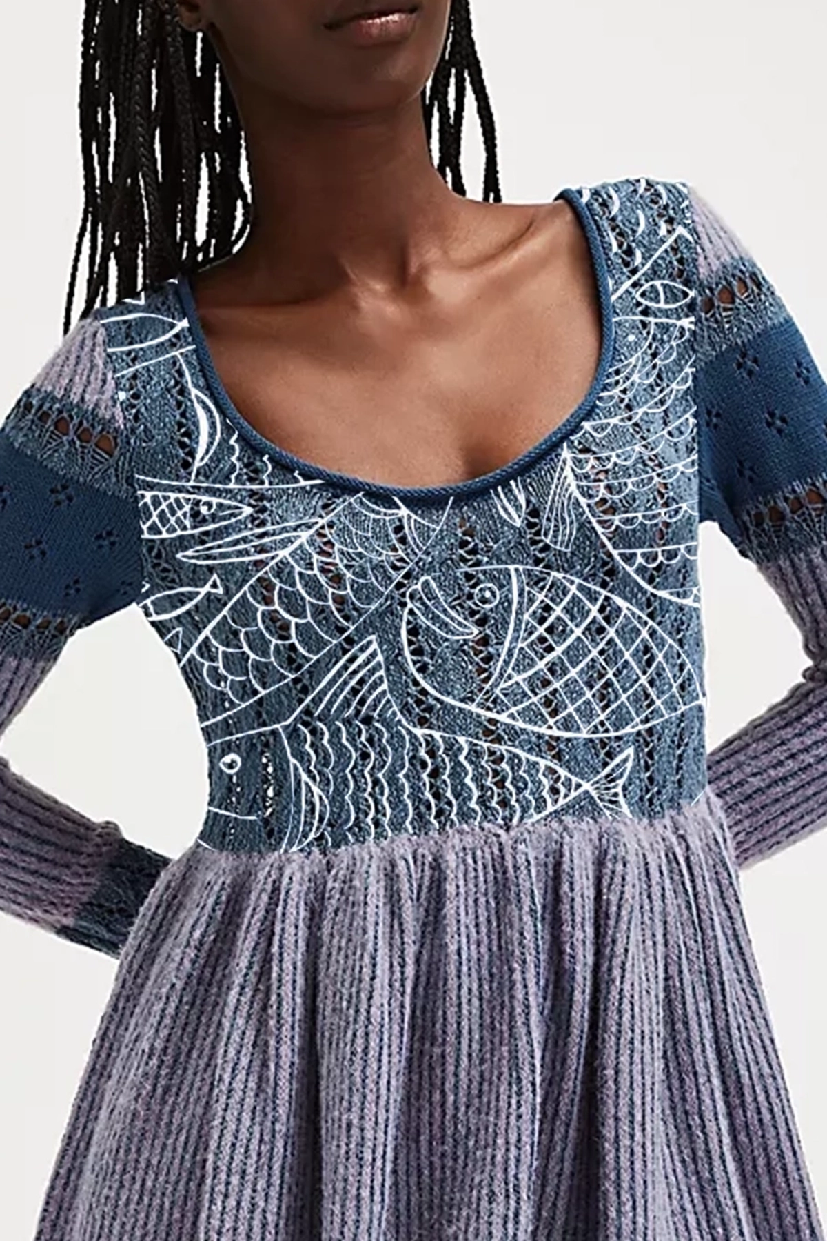 Knit Square Neck Tiered Mini Dress