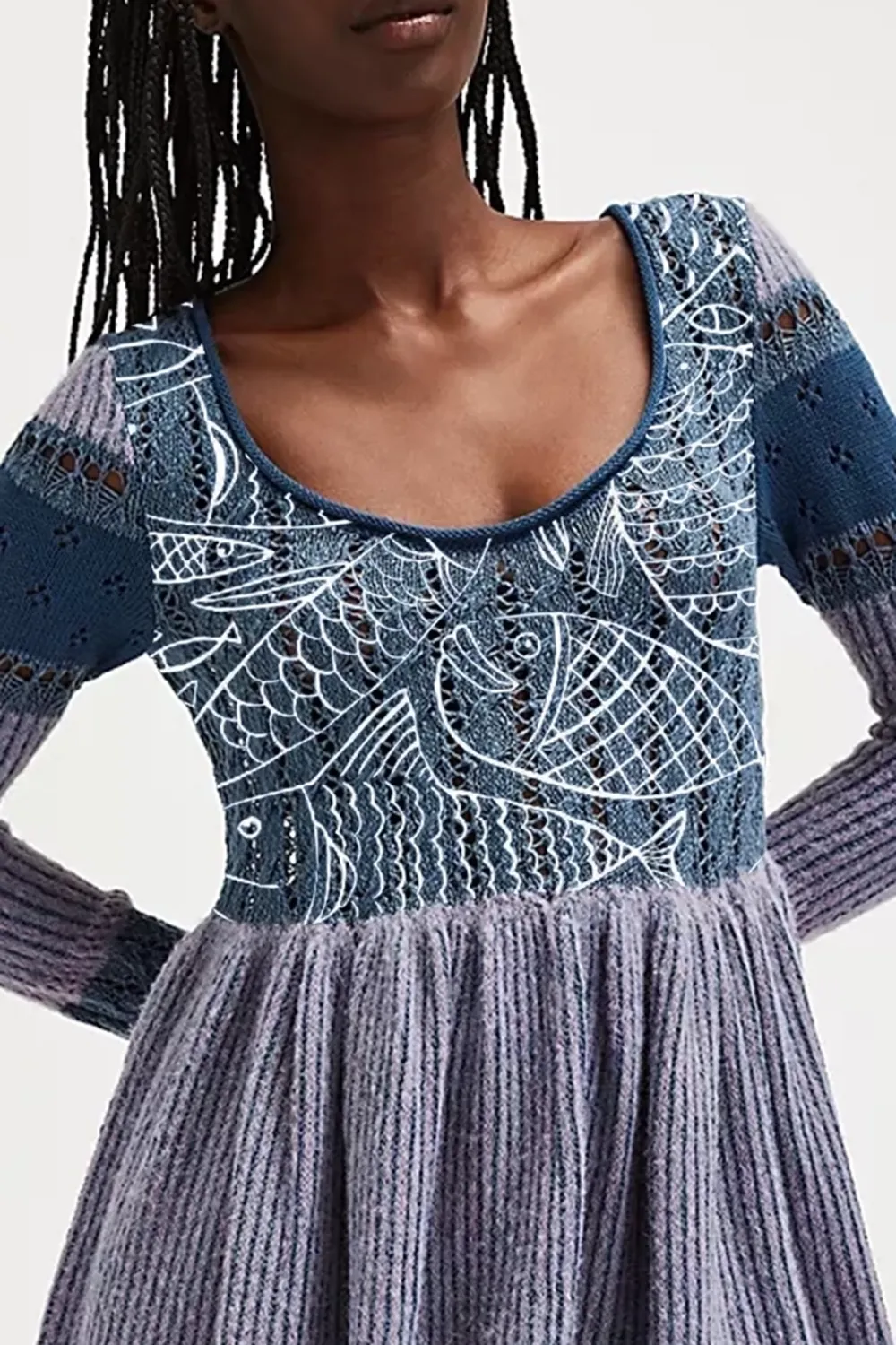 Knit Square Neck Tiered Mini Dress