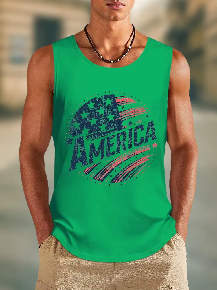 Men'S America Round-Necked Sleeveless Vest