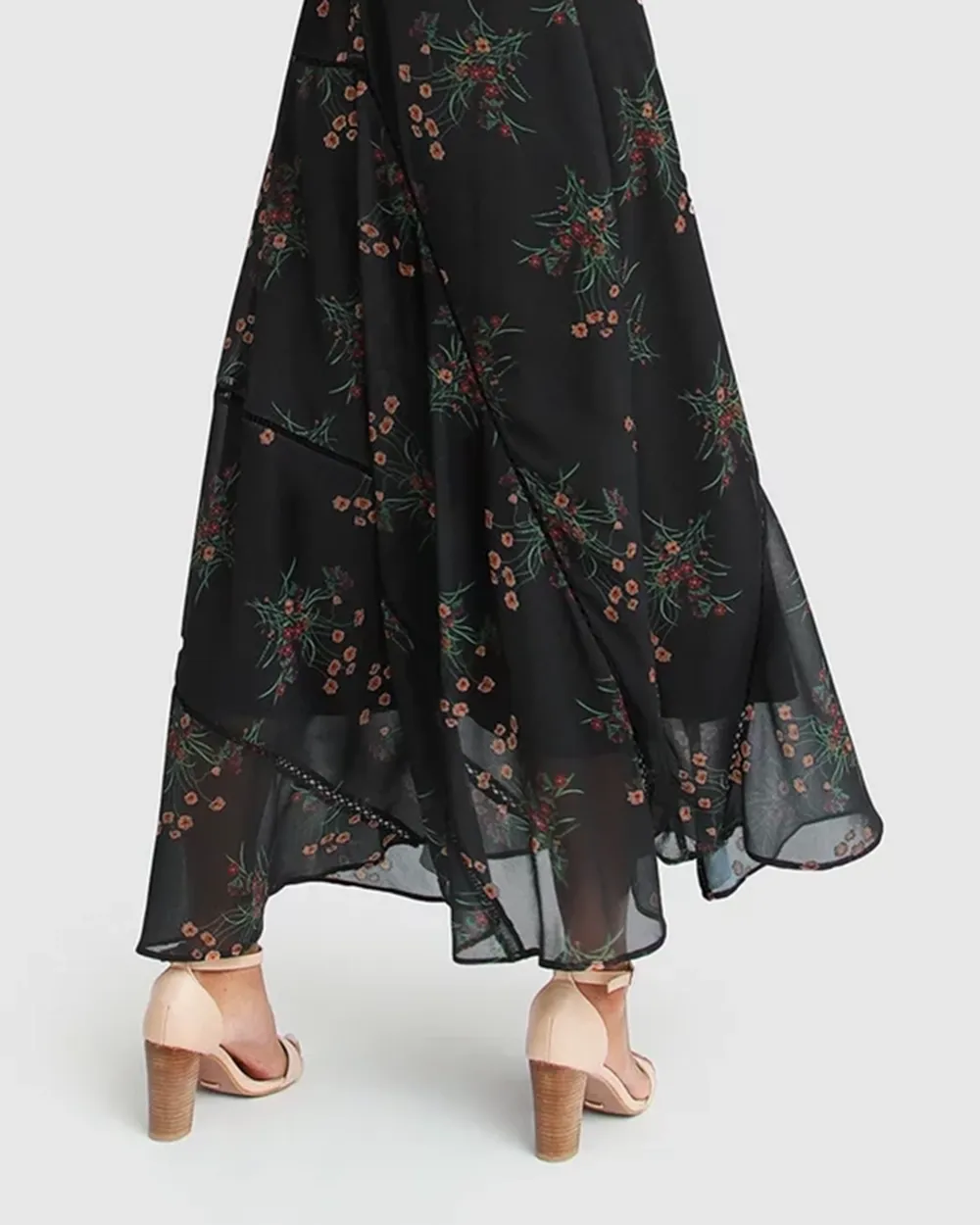 Chiffon Print Long Sleeve Maxi Dress