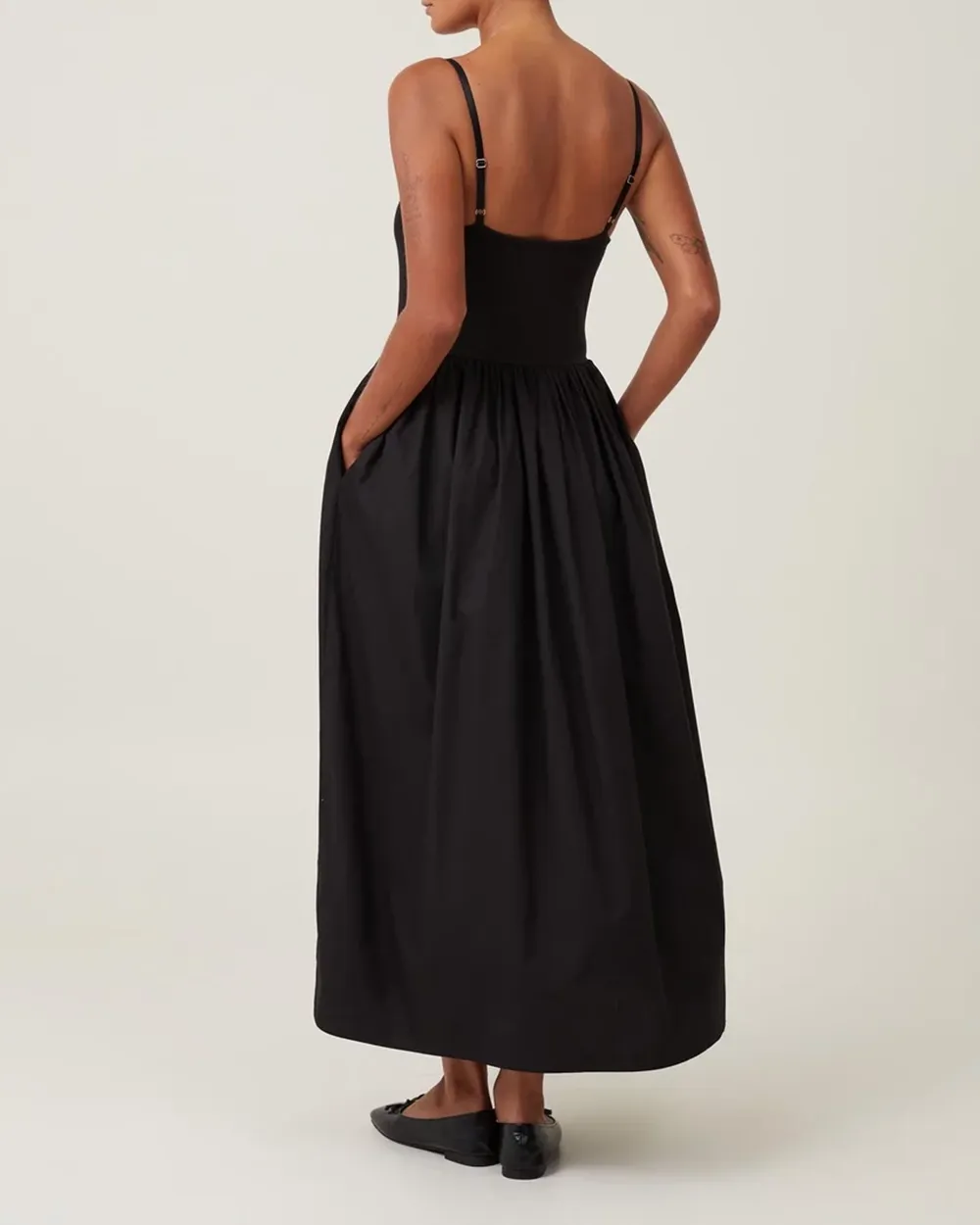 Spliced ​​Suspender Maxi Dresses