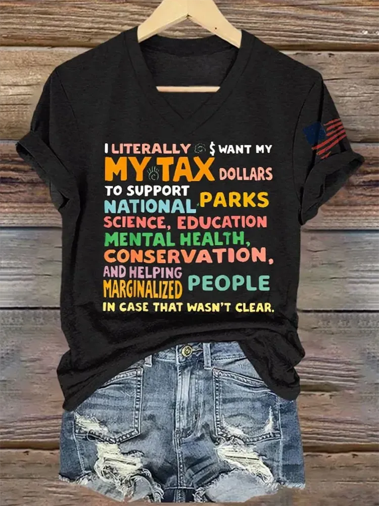 Woman'S My Tax V-Neck Short-Sleeve T-Shirt