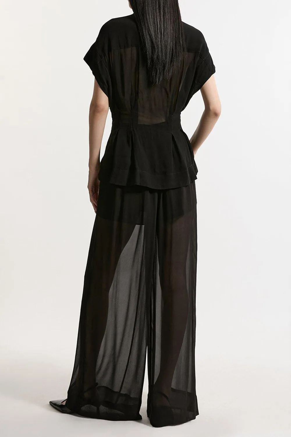 Sheer Viscose Georgette Woven Side Split Trousers