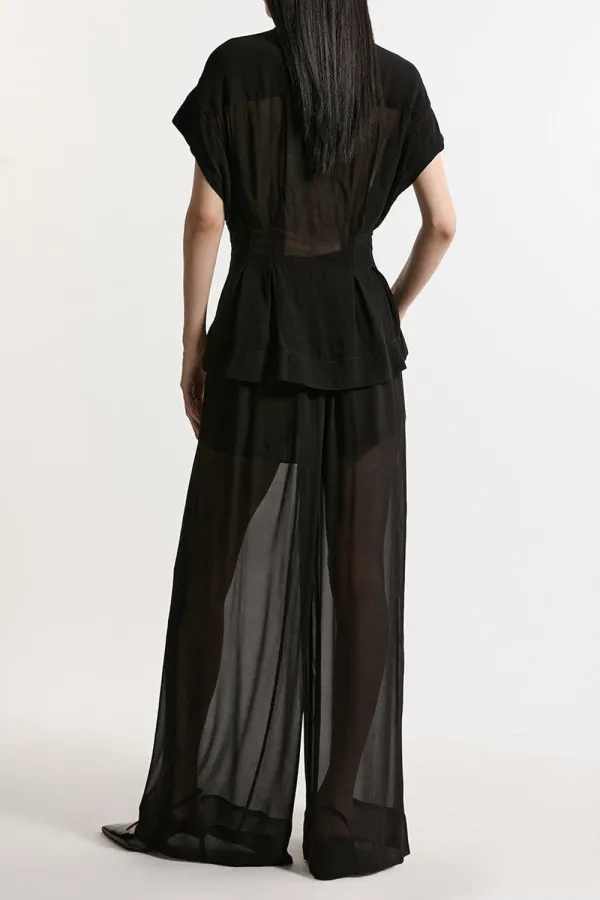 Sheer Viscose Georgette Woven Side Split Trousers
