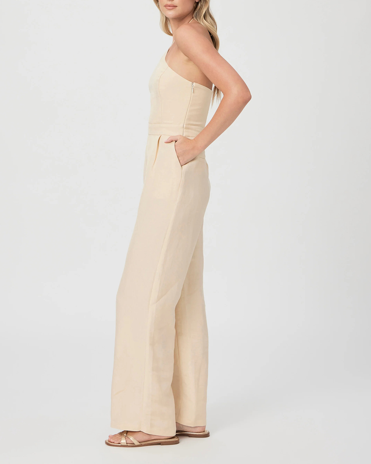 Cream Colored Halter Neck Jumpsuit