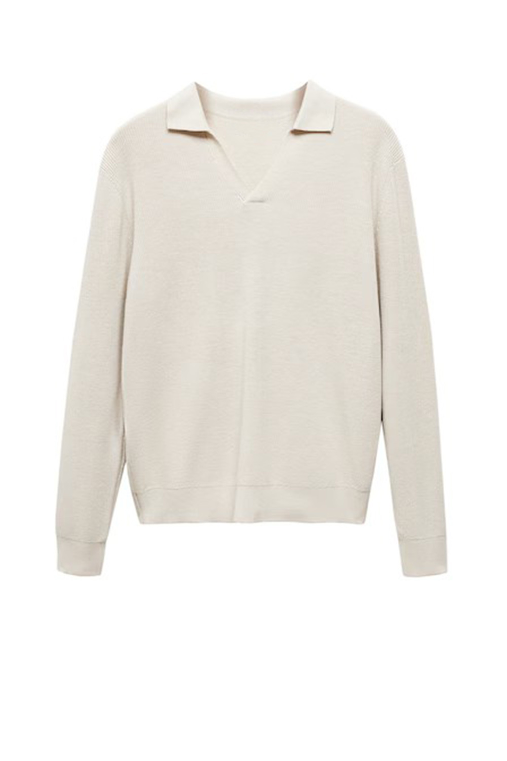 Ribbed Knit Polo Shirt