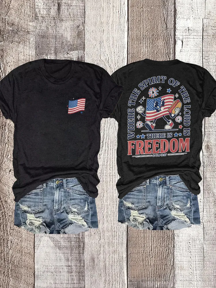 Woman'S Where The Spirit Of The Lord Is There Is Freedom Crew Neck Short Sleeve T-Shirt
