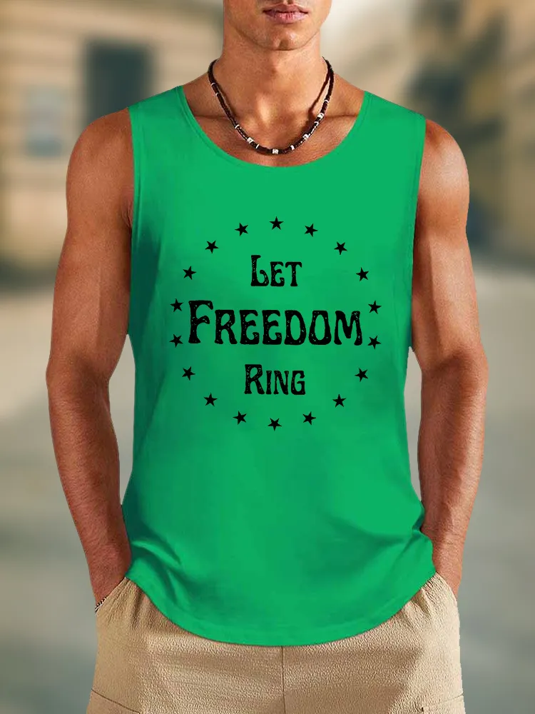 Men'S Let Freedom Ring Round-Necked Sleeveless Vest