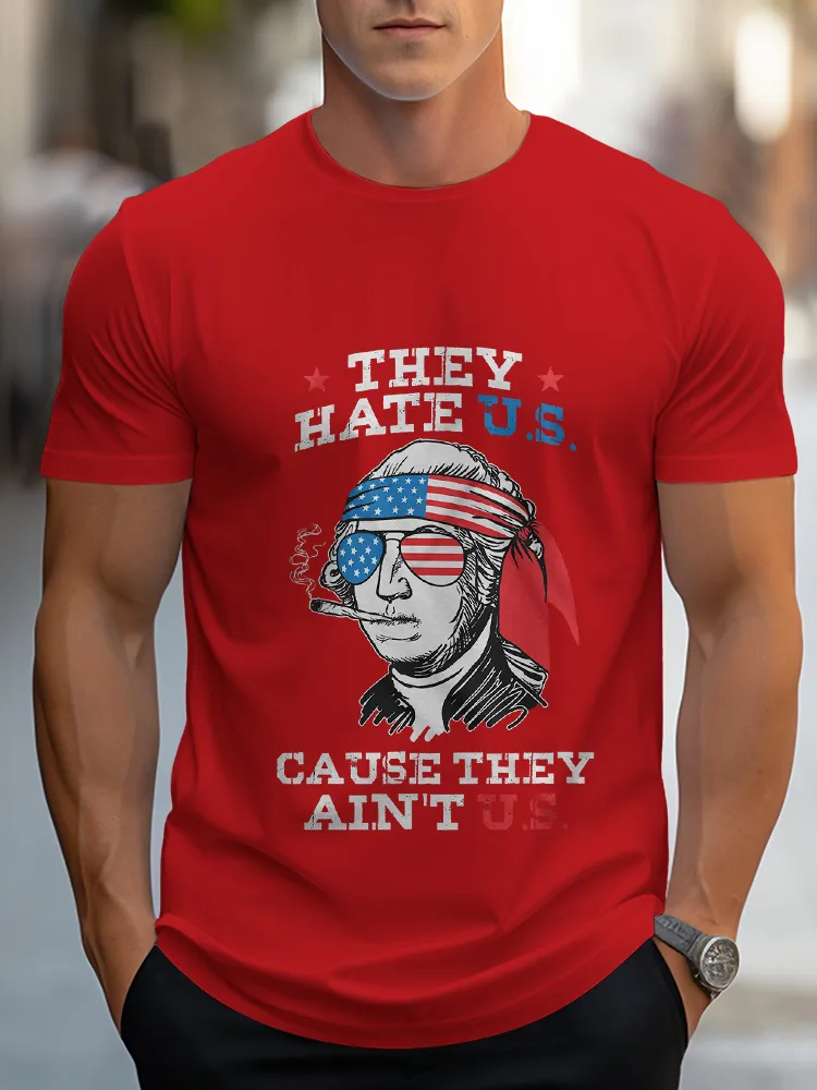Man'S They Hate U.S. Round-Neck Short-Sleeved T-Shirt
