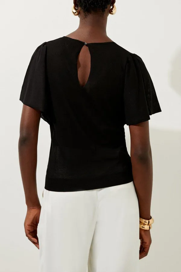 Lightweight Viscose Blend Summer Knit Angel Sleeve Top