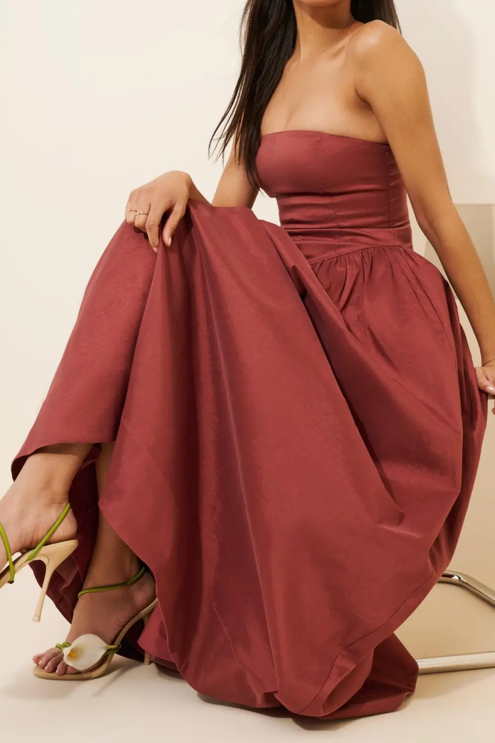 Feminine Strapless Maxi Dress