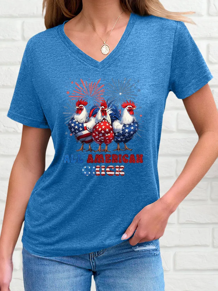 Woman'S Independence Day Print Short-Sleeved T-Shirt